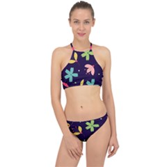 Colorful Floral Racer Front Bikini Set by hanggaravicky2