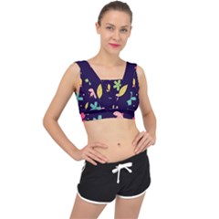 Colorful Floral V-back Sports Bra by hanggaravicky2