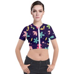 Colorful Floral Short Sleeve Cropped Jacket by hanggaravicky2