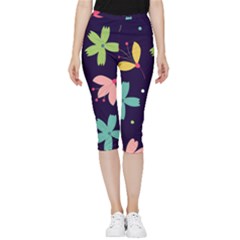 Colorful Floral Inside Out Lightweight Velour Capri Leggings  by hanggaravicky2