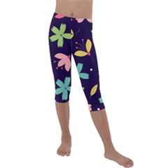 Colorful Floral Kids  Lightweight Velour Capri Leggings  by hanggaravicky2