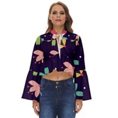 Colorful Floral Boho Long Bell Sleeve Top by hanggaravicky2