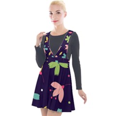 Colorful Floral Plunge Pinafore Velour Dress by hanggaravicky2