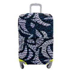 Blue On Grey Stitches Luggage Cover (small) by kaleidomarblingart