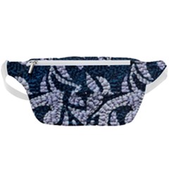 Blue On Grey Stitches Waist Bag  by kaleidomarblingart