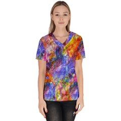 Abstract Colorful Artwork Art Women s V-neck Scrub Top by artworkshop