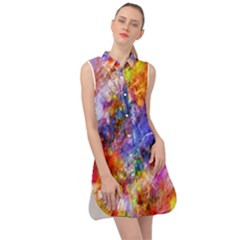 Abstract Colorful Artwork Art Sleeveless Shirt Dress by artworkshop