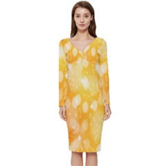 Abstract Sparkling Christmas Day Long Sleeve V-neck Bodycon Dress  by artworkshop