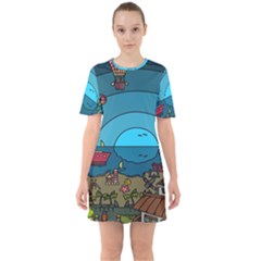 Artwork Art Kids Sixties Short Sleeve Mini Dress by artworkshop