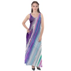 Color Acrylic Paint Art Sleeveless Velour Maxi Dress by artworkshop
