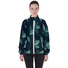 Plant Leaves Women s High Neck Windbreaker by artworkshop