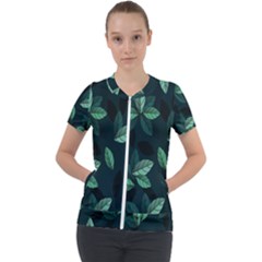 Plant Leaves Short Sleeve Zip Up Jacket by artworkshop