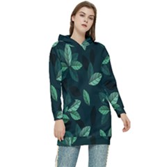 Plant Leaves Women s Long Oversized Pullover Hoodie by artworkshop