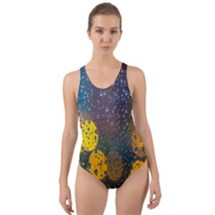 Raindrops Water Cut-out Back One Piece Swimsuit by artworkshop