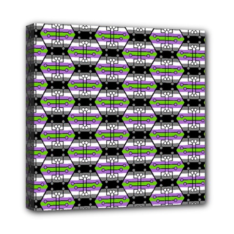 Hackers Town Void Mantis Hexagon Agender Nine 9 Stripe Pride Flag Mini Canvas 8  x 8  (Stretched)
