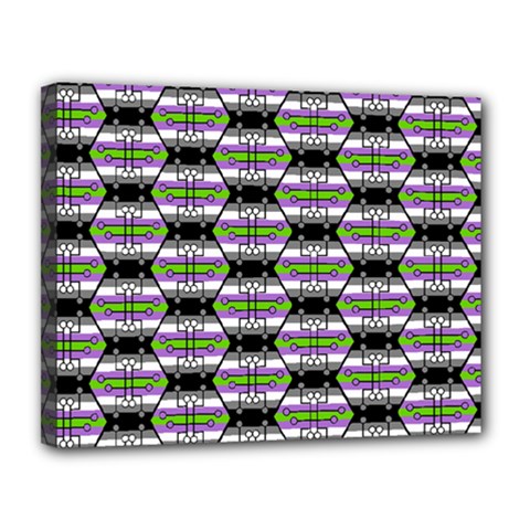 Hackers Town Void Mantis Hexagon Agender Nine 9 Stripe Pride Flag Canvas 14  x 11  (Stretched)