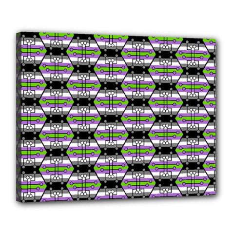 Hackers Town Void Mantis Hexagon Agender Nine 9 Stripe Pride Flag Canvas 20  x 16  (Stretched)