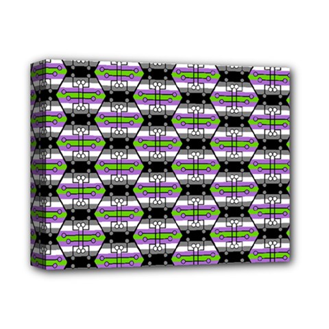 Hackers Town Void Mantis Hexagon Agender Nine 9 Stripe Pride Flag Deluxe Canvas 14  X 11  (stretched) by WetdryvacsLair