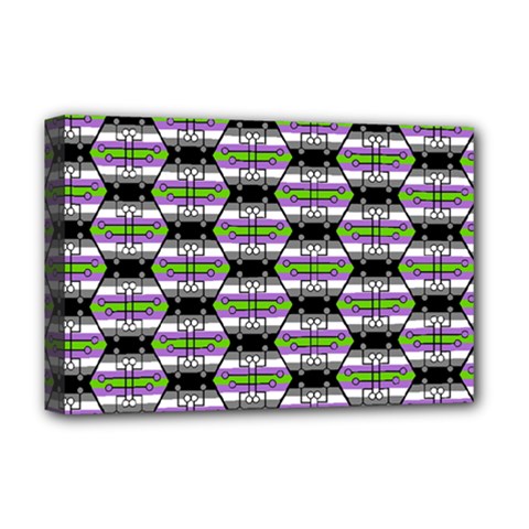 Hackers Town Void Mantis Hexagon Agender Nine 9 Stripe Pride Flag Deluxe Canvas 18  x 12  (Stretched)