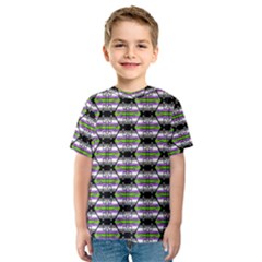 Hackers Town Void Mantis Hexagon Agender Nine 9 Stripe Pride Flag Kids  Sport Mesh Tee