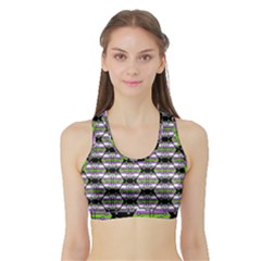 Hackers Town Void Mantis Hexagon Agender Nine 9 Stripe Pride Flag Sports Bra with Border