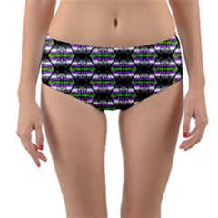 Hackers Town Void Mantis Hexagon Agender Nine 9 Stripe Pride Flag Reversible Mid-Waist Bikini Bottoms