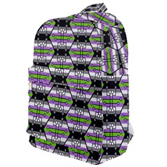 Hackers Town Void Mantis Hexagon Agender Nine 9 Stripe Pride Flag Classic Backpack by WetdryvacsLair