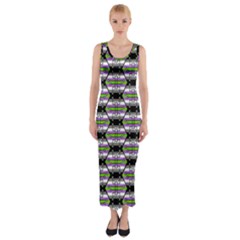 Hackers Town Void Mantis Hexagon Agender Nine 9 Stripe Pride Flag Fitted Maxi Dress