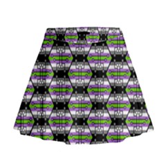 Hackers Town Void Mantis Hexagon Agender Nine 9 Stripe Pride Flag Mini Flare Skirt