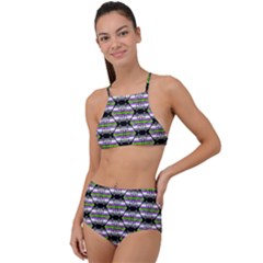 Hackers Town Void Mantis Hexagon Agender Nine 9 Stripe Pride Flag High Waist Tankini Set