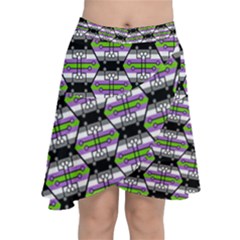 Hackers Town Void Mantis Hexagon Agender Nine 9 Stripe Pride Flag Chiffon Wrap Front Skirt