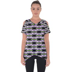 Hackers Town Void Mantis Hexagon Agender Nine 9 Stripe Pride Flag Cut Out Side Drop Tee