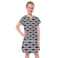 Hackers Town Void Mantis Hexagon Agender Nine 9 Stripe Pride Flag Kids  Drop Waist Dress