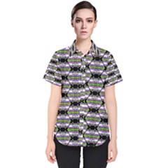 Hackers Town Void Mantis Hexagon Agender Nine 9 Stripe Pride Flag Women s Short Sleeve Shirt