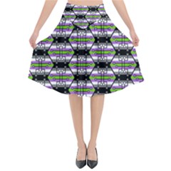 Hackers Town Void Mantis Hexagon Agender Nine 9 Stripe Pride Flag Flared Midi Skirt