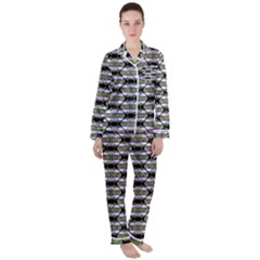 Hackers Town Void Mantis Hexagon Agender Nine 9 Stripe Pride Flag Satin Long Sleeve Pajamas Set