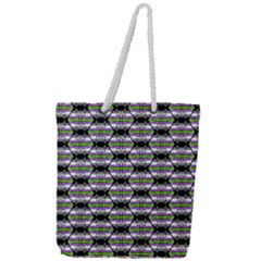 Hackers Town Void Mantis Hexagon Agender Nine 9 Stripe Pride Flag Full Print Rope Handle Tote (Large)