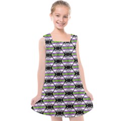 Hackers Town Void Mantis Hexagon Agender Nine 9 Stripe Pride Flag Kids  Cross Back Dress