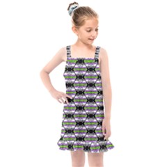 Hackers Town Void Mantis Hexagon Agender Nine 9 Stripe Pride Flag Kids  Overall Dress