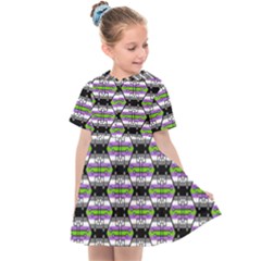 Hackers Town Void Mantis Hexagon Agender Nine 9 Stripe Pride Flag Kids  Sailor Dress