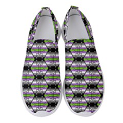 Hackers Town Void Mantis Hexagon Agender Nine 9 Stripe Pride Flag Women s Slip On Sneakers