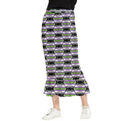 Hackers Town Void Mantis Hexagon Agender Nine 9 Stripe Pride Flag Maxi Fishtail Chiffon Skirt