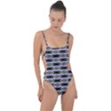 Hackers Town Void Mantis Hexagon Agender Nine 9 Stripe Pride Flag Tie Strap One Piece Swimsuit View1