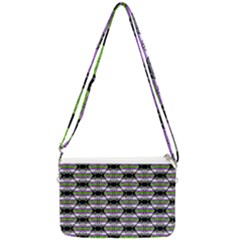 Hackers Town Void Mantis Hexagon Agender Nine 9 Stripe Pride Flag Double Gusset Crossbody Bag