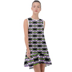 Hackers Town Void Mantis Hexagon Agender Nine 9 Stripe Pride Flag Frill Swing Dress