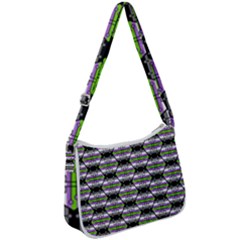 Hackers Town Void Mantis Hexagon Agender Nine 9 Stripe Pride Flag Zip Up Shoulder Bag