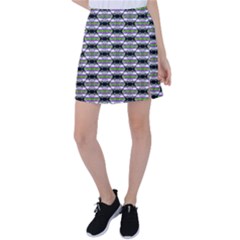 Hackers Town Void Mantis Hexagon Agender Nine 9 Stripe Pride Flag Tennis Skirt