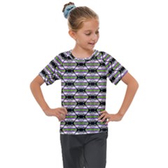 Hackers Town Void Mantis Hexagon Agender Nine 9 Stripe Pride Flag Kids  Mesh Piece Tee