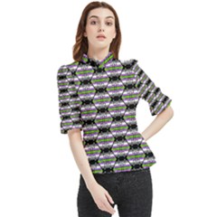 Hackers Town Void Mantis Hexagon Agender Nine 9 Stripe Pride Flag Frill Neck Blouse