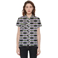 Hackers Town Void Mantis Hexagon Agender Nine 9 Stripe Pride Flag Short Sleeve Pocket Shirt